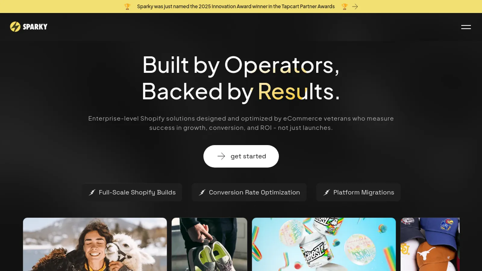Screenshot of the Sparky homepage
