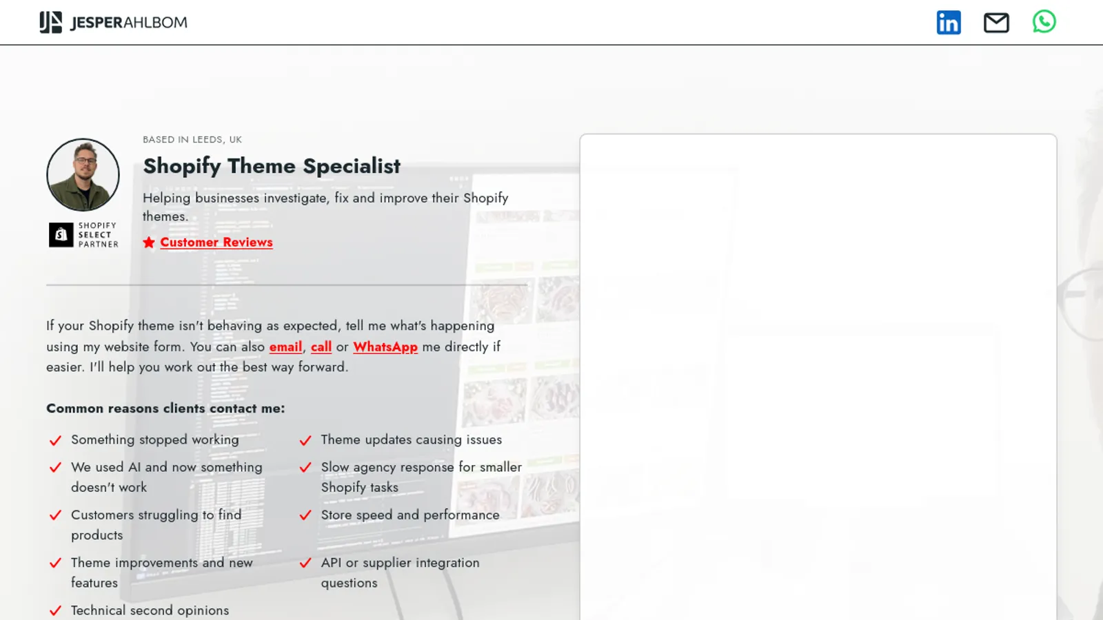 Screenshot of the jesperahlbom.com homepage