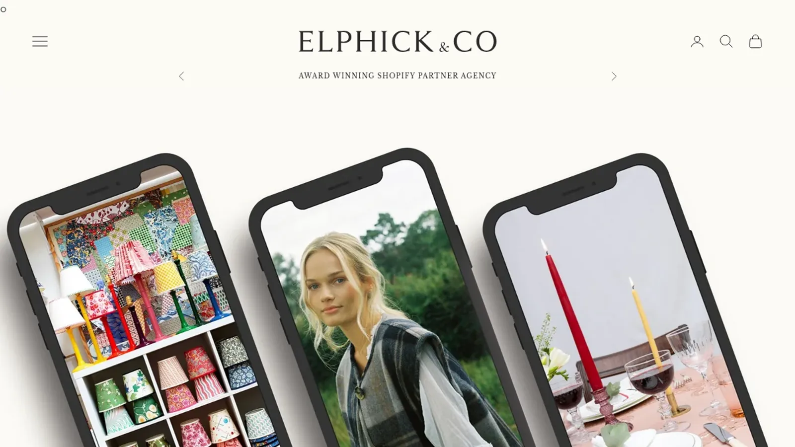 Screenshot of the Elphick & Co homepage