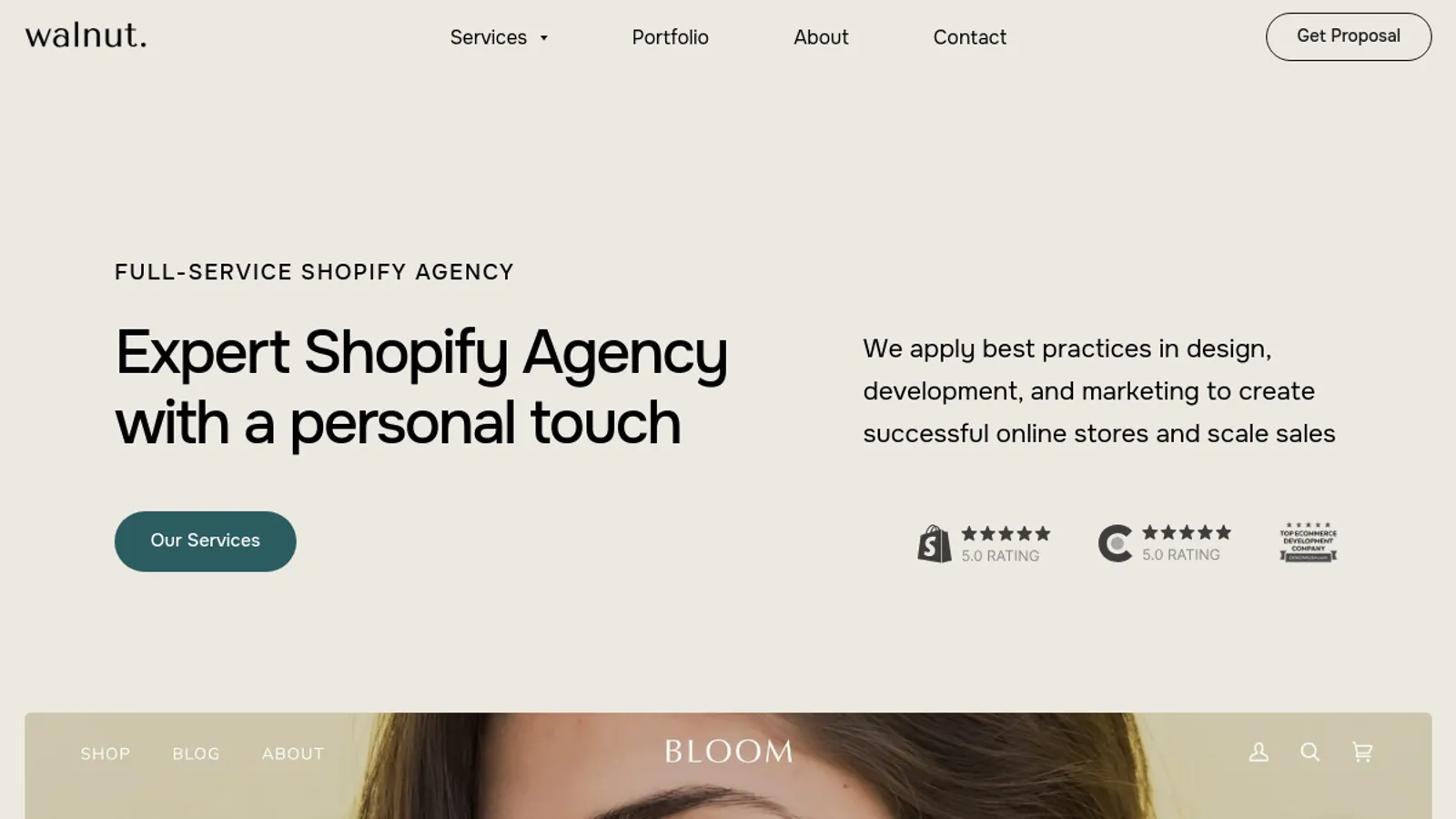 Screenshot of the Walnut homepage