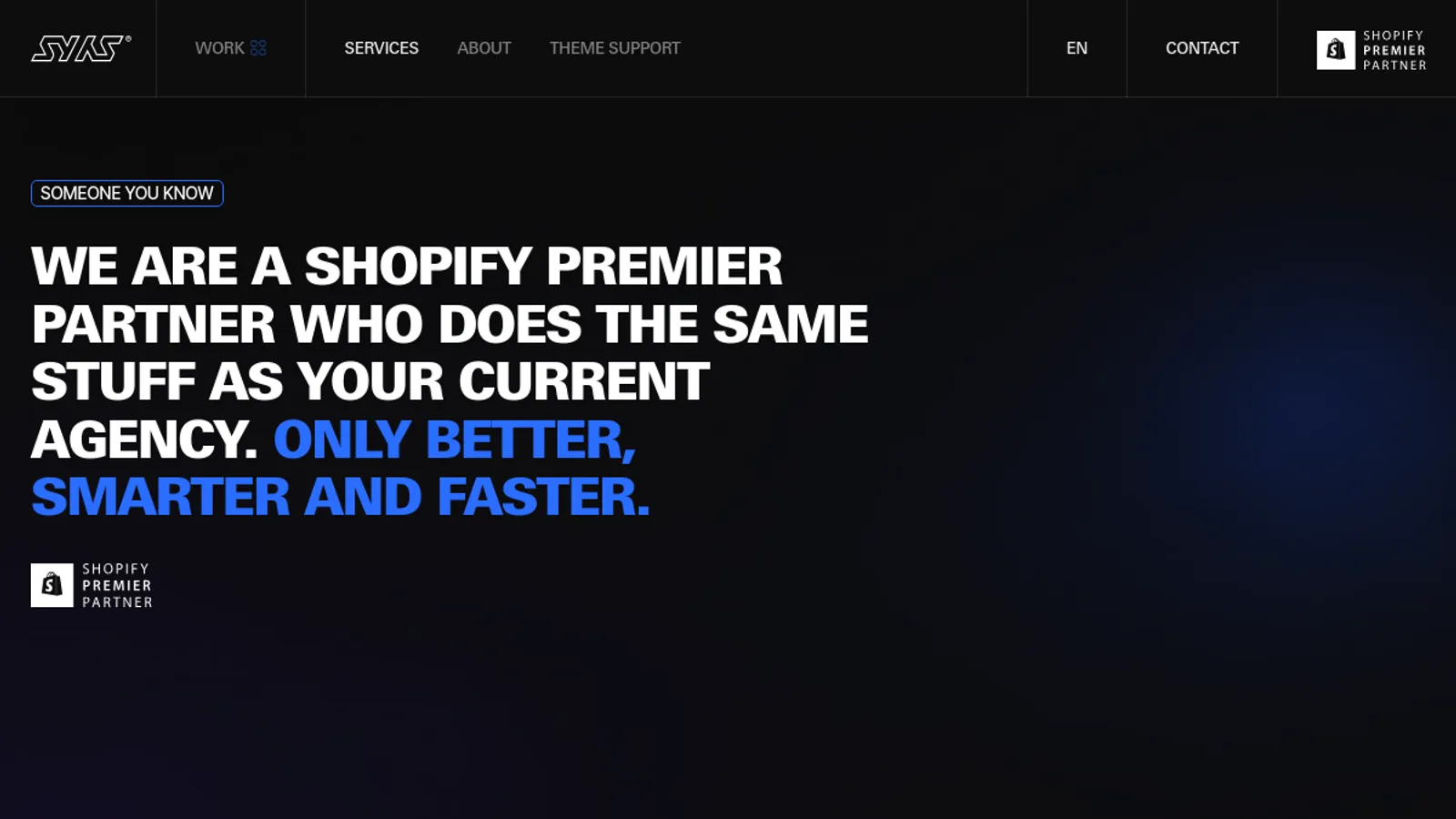 Screenshot of the Someone You Know / Syncer homepage