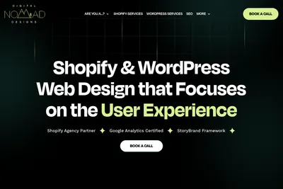 Screenshot of the Digital Nomad Designs homepage