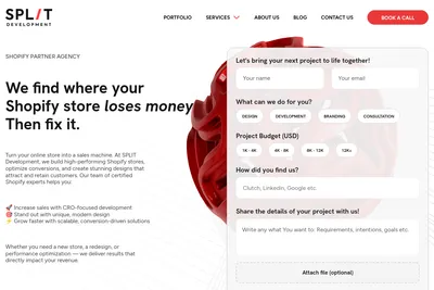 Screenshot of the SPLIT Development homepage