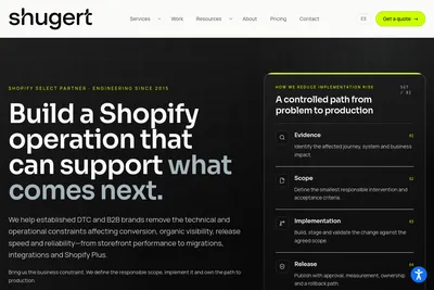 Screenshot of the Shugert Marketing homepage