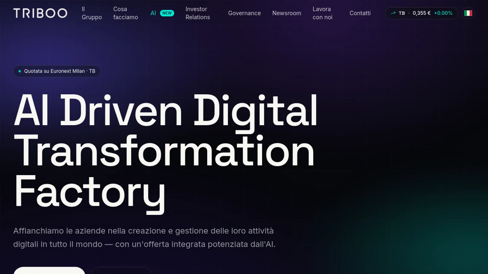 Screenshot of the TRIBOO DIGITALE homepage