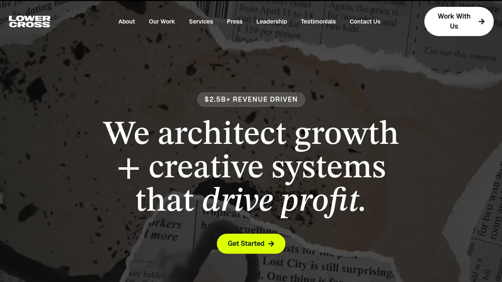 Screenshot of the Lower Cross homepage