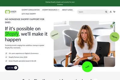 Screenshot of the LANDS ECOMMERCE homepage