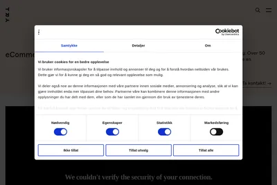 Screenshot of the TRY eCommerce homepage