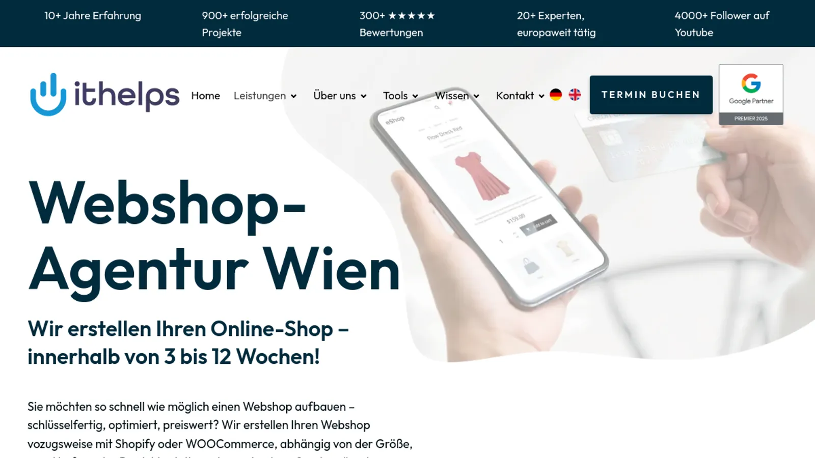 Screenshot of the ithelps homepage