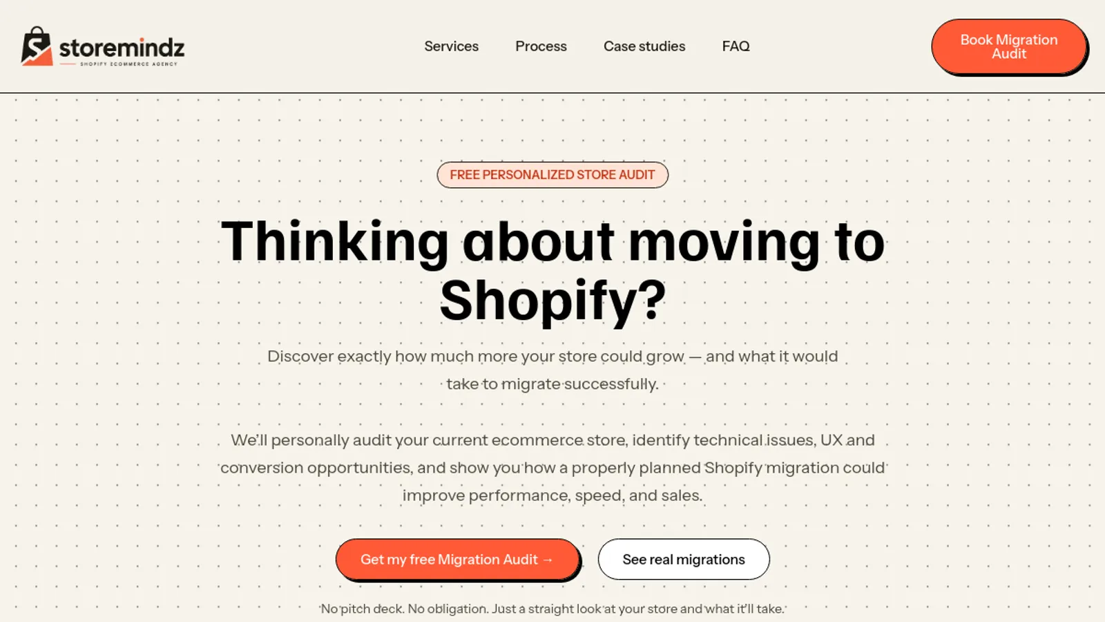 Screenshot of the StoreMindz homepage