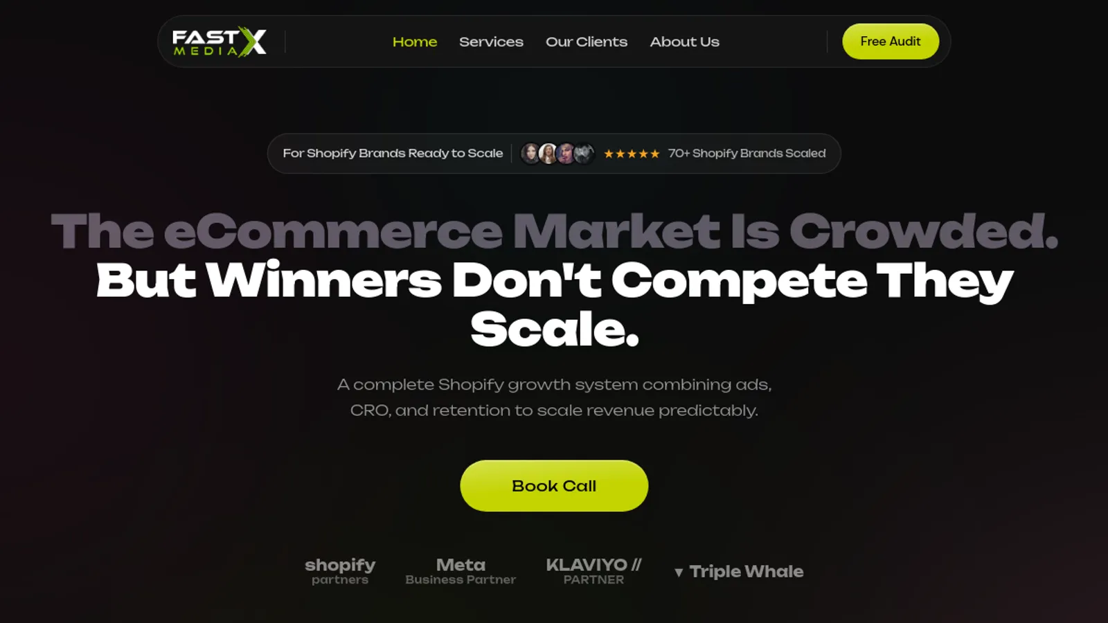 Screenshot of the FastX Media homepage