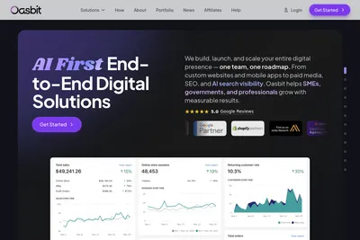 Screenshot of the Oasbit homepage