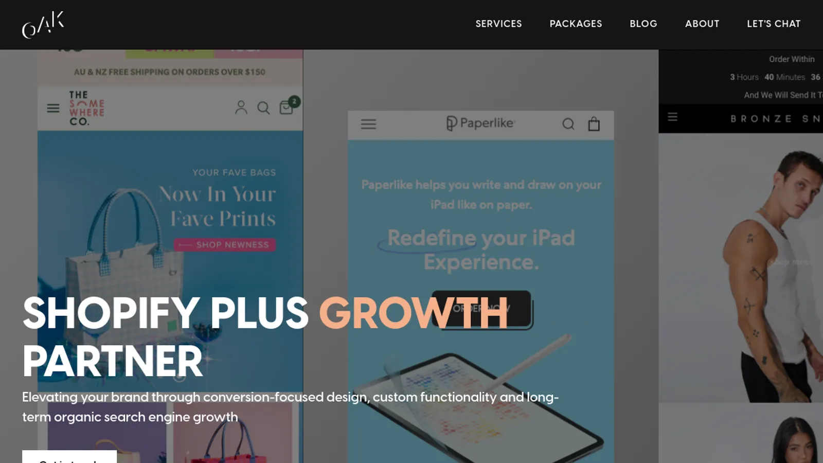 Screenshot of the Oakreativ homepage