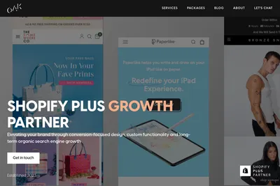 Screenshot of the Oakreativ homepage
