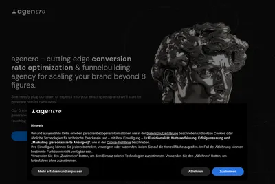 Screenshot of the agencro homepage