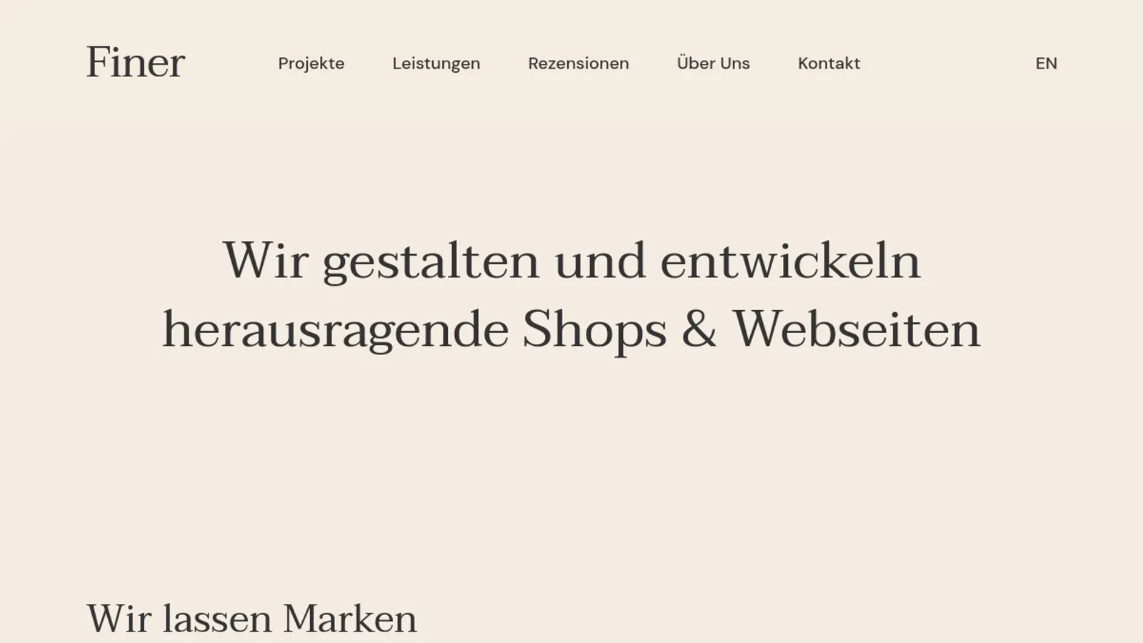 Screenshot of the Finer Digital Agency homepage