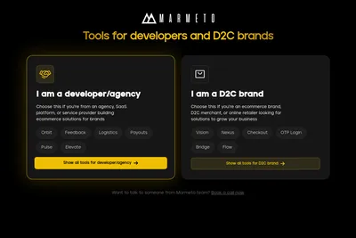 Screenshot of the Marmeto homepage