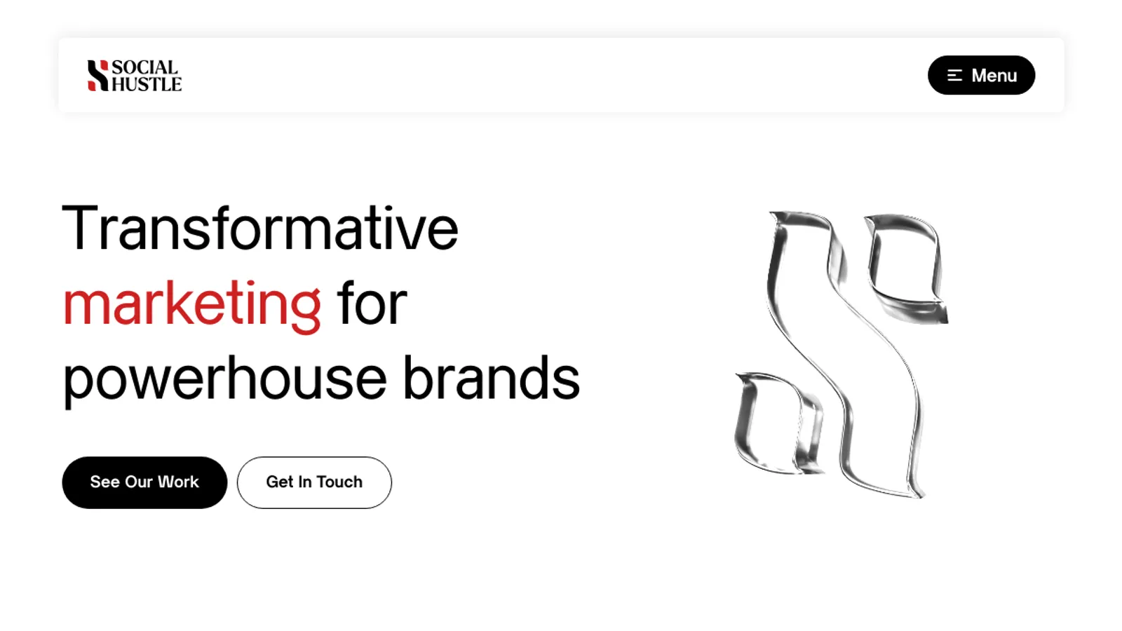 Screenshot of the Social Hustle homepage