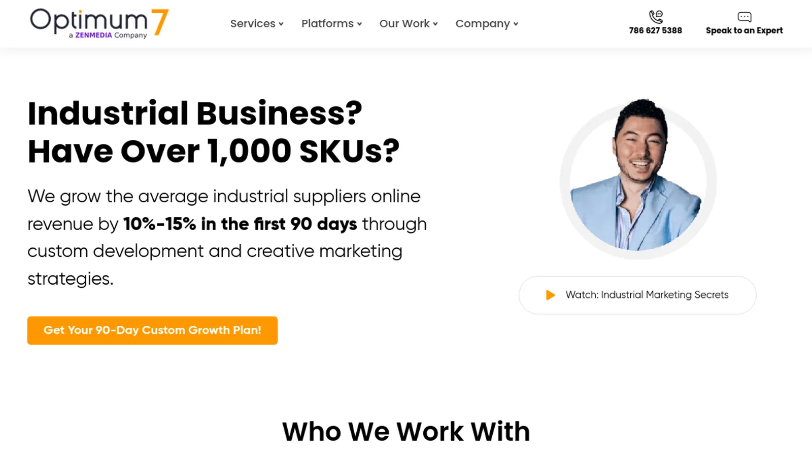 Screenshot of the Optimum7 homepage