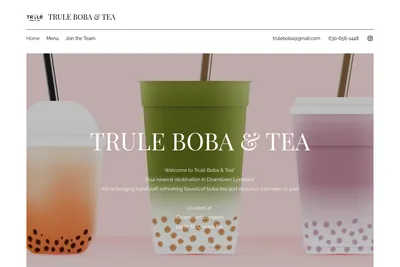 TRULE BOBA & TEA website homepage