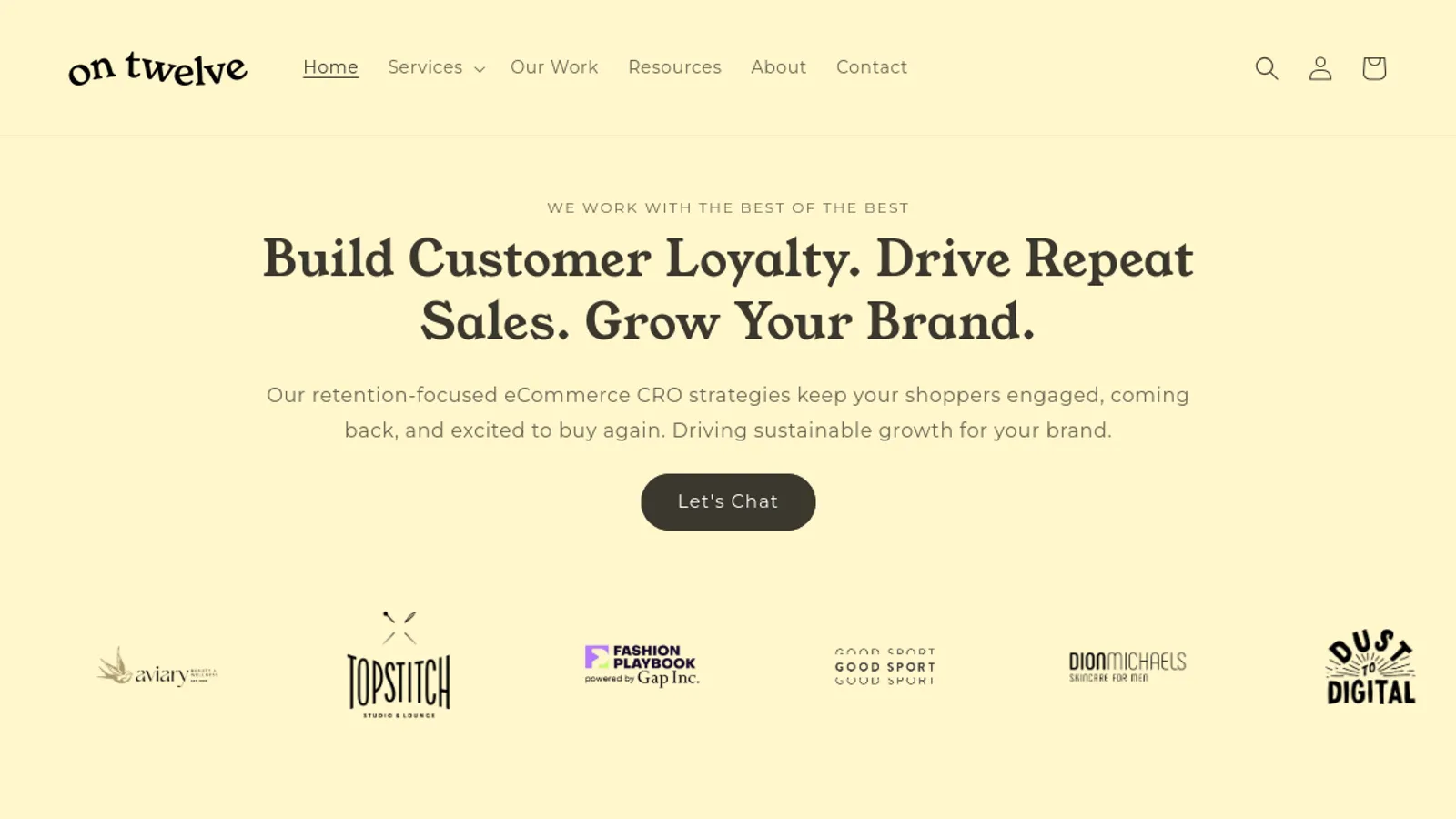 Screenshot of the On Twelve Management & Consulting homepage