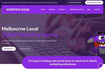 Screenshot of the Monster Rose Pty Ltd homepage