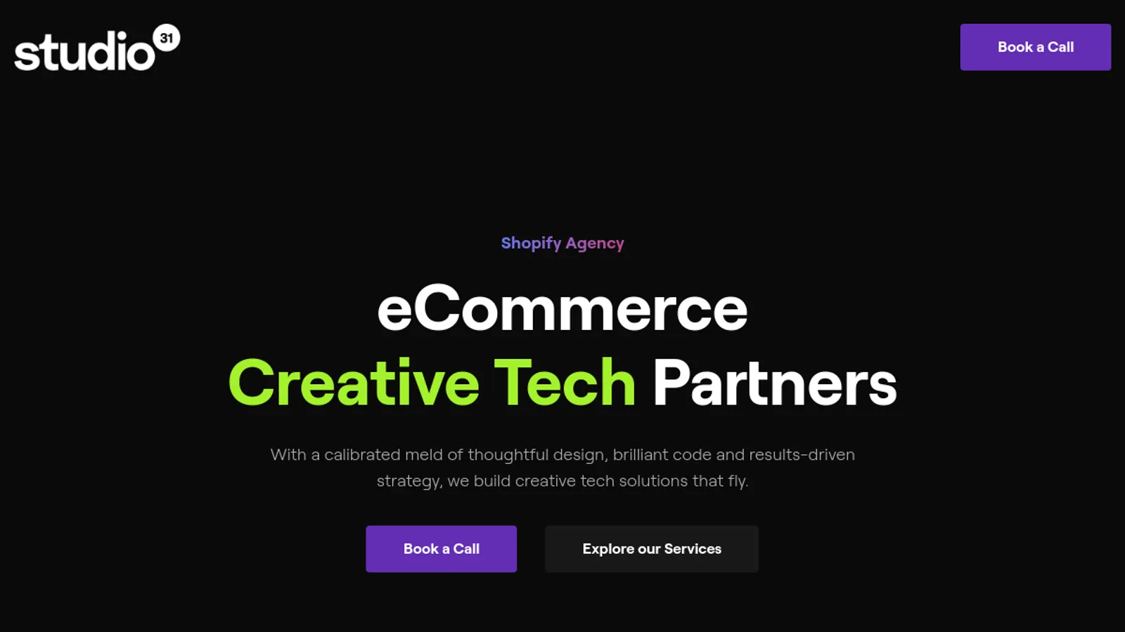 Screenshot of the Studio 31 homepage