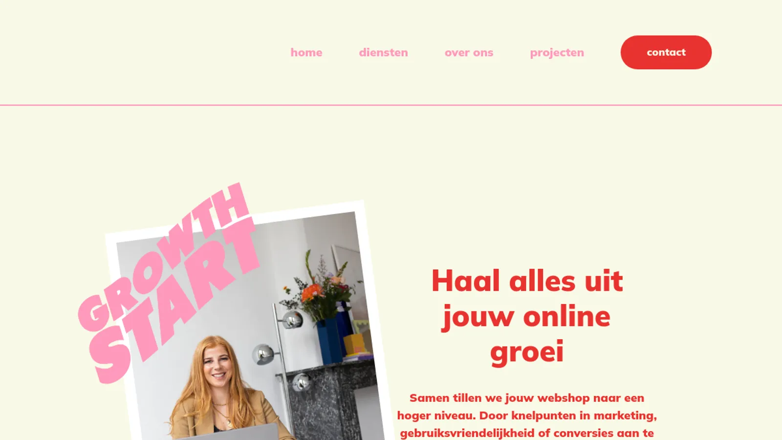 Screenshot of the Growth Start homepage