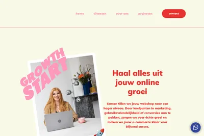 Screenshot of the Growth Start homepage