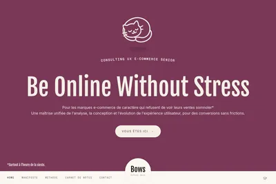 Screenshot of the Bows homepage