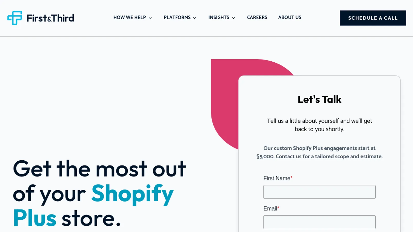 Screenshot of the First and Third homepage