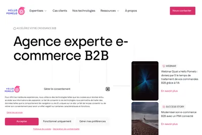 Screenshot of the Hello Pomelo homepage