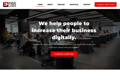 Screenshot of the Ovee Labs homepage