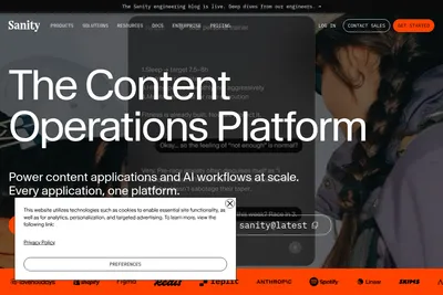 Screenshot of the Sanity homepage