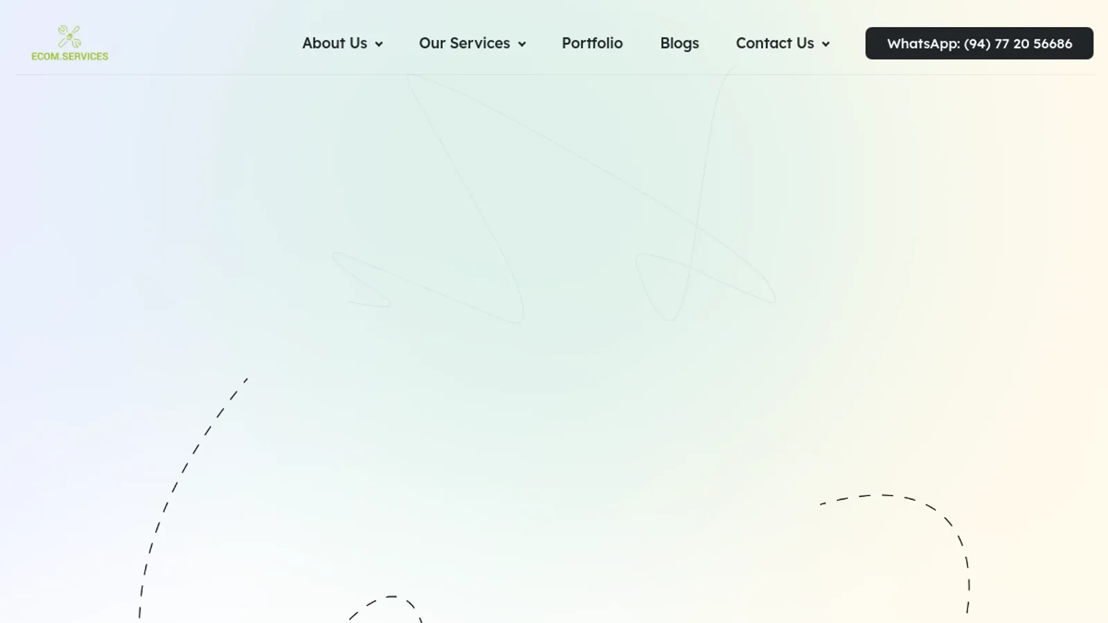 Screenshot of the eCom Services homepage