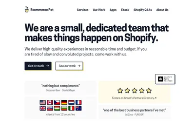 Screenshot of the Ecommerce Pot homepage
