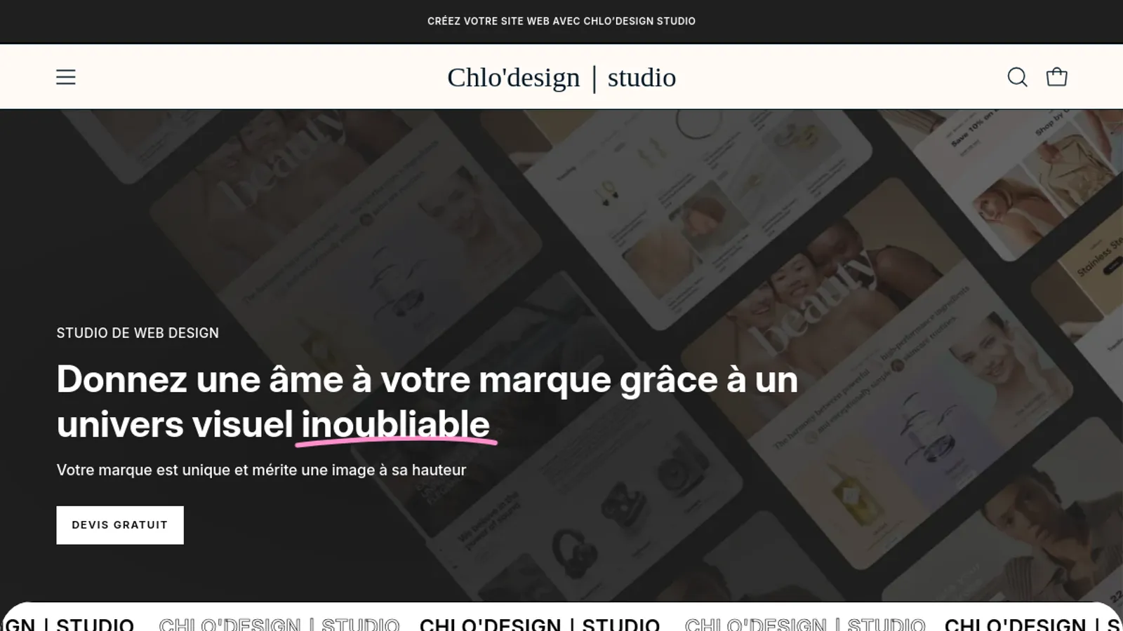 Screenshot of the Chlo'design｜studio homepage