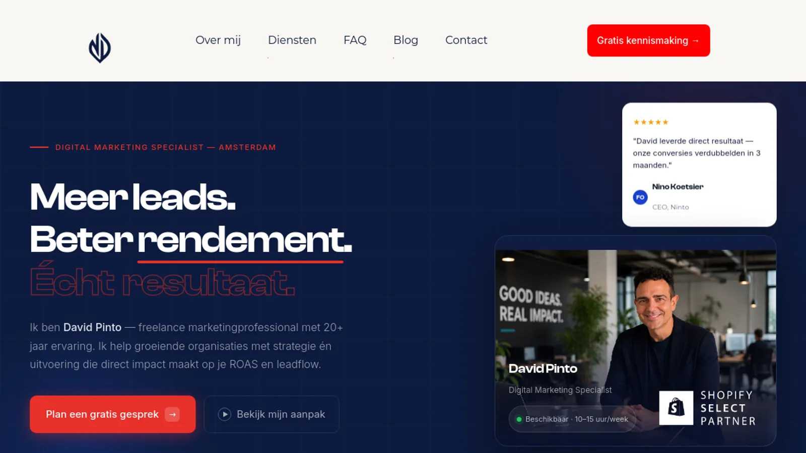 Screenshot of the Vitenda homepage