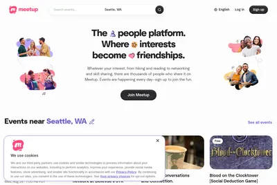 Screenshot of the Meetup homepage