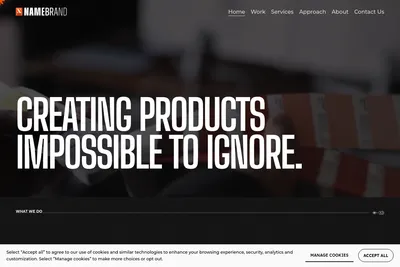 Screenshot of the Name Brand Commerce homepage
