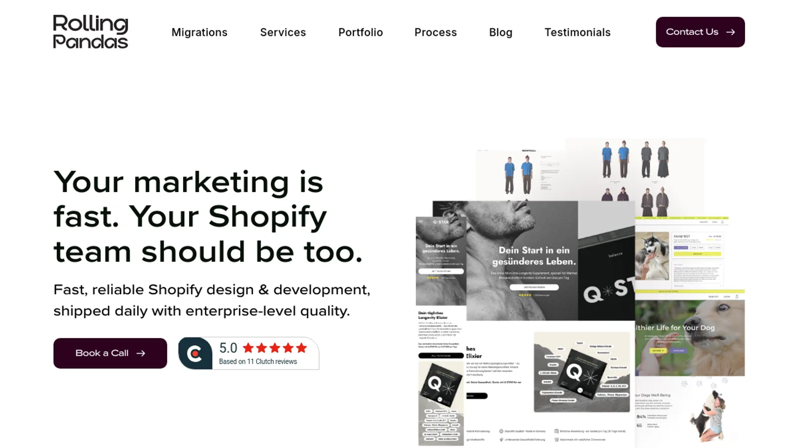 Screenshot of the Rolling Pandas homepage