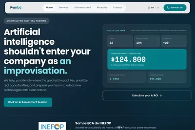 Screenshot of the Pymbú homepage