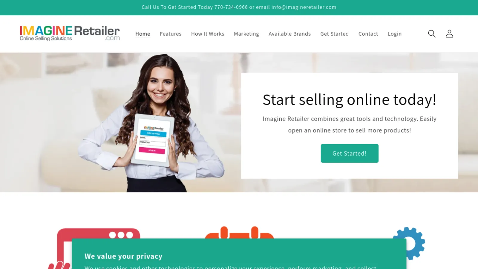 Screenshot of the Imagine Retailer homepage
