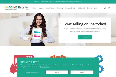 Screenshot of the Imagine Retailer homepage