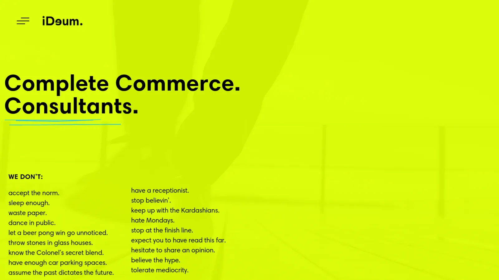 Screenshot of the iDeum homepage