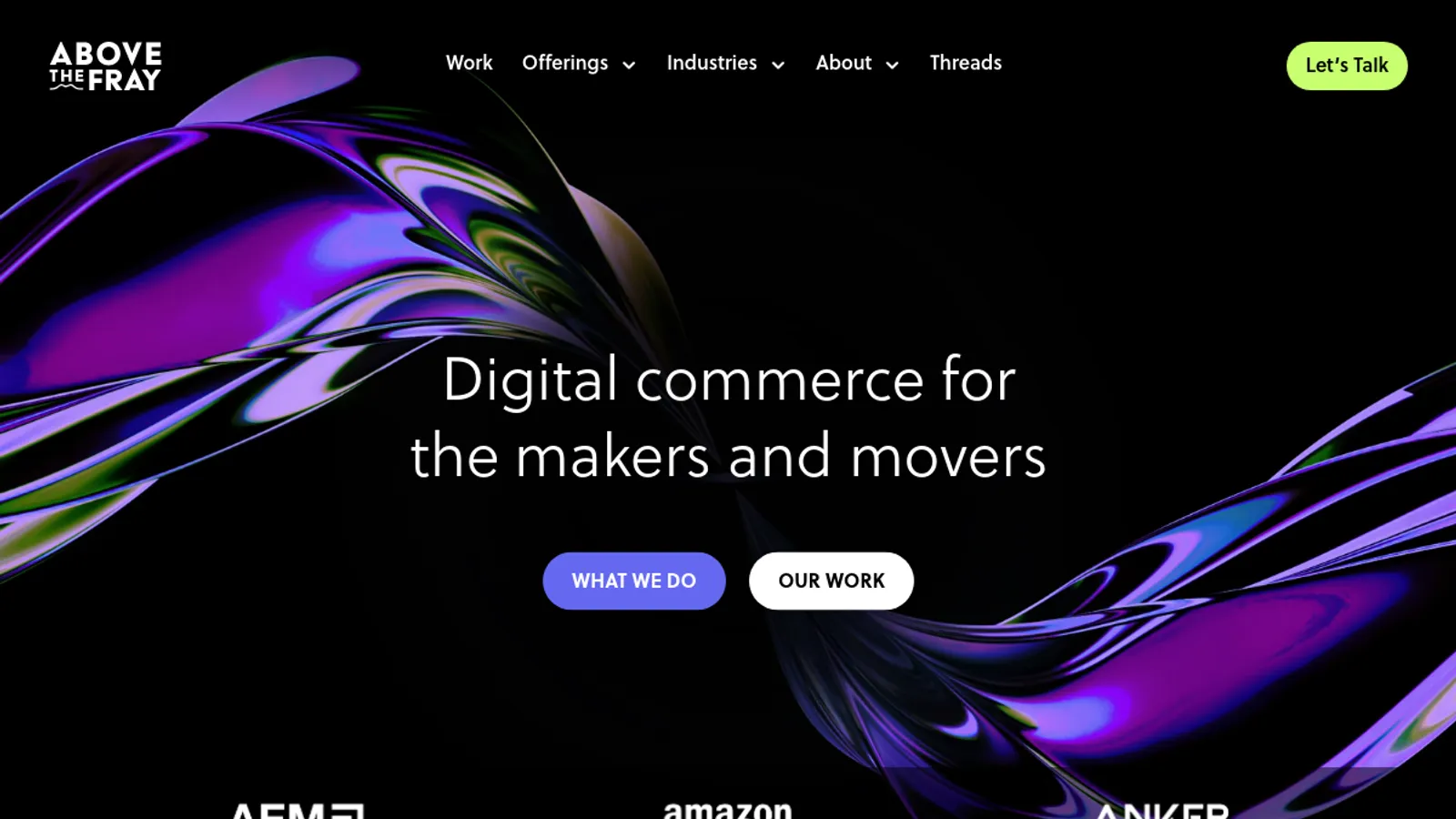 Screenshot of the Above The Fray homepage