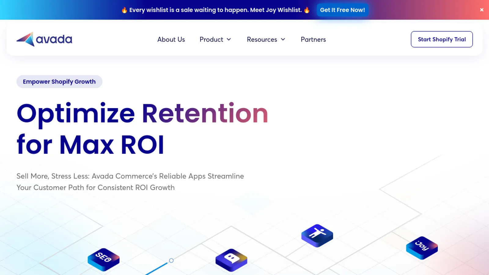 Screenshot of the Avada Commerce homepage