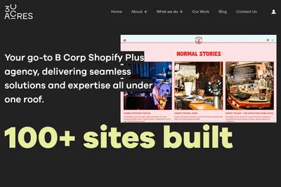 Screenshot of the 30acres homepage