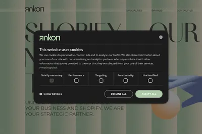 Screenshot of the ankon homepage