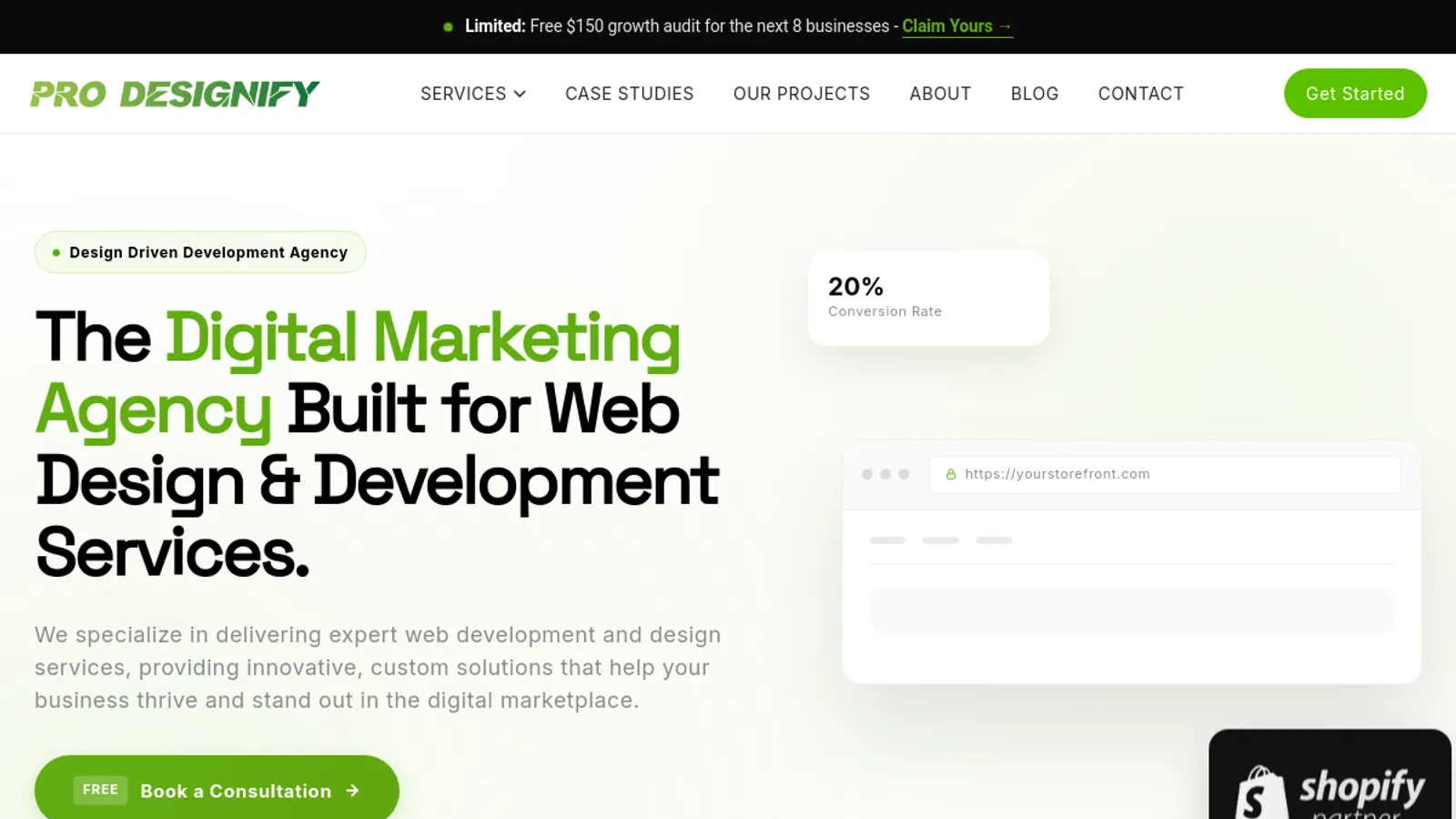 Screenshot of the Pro Designify homepage